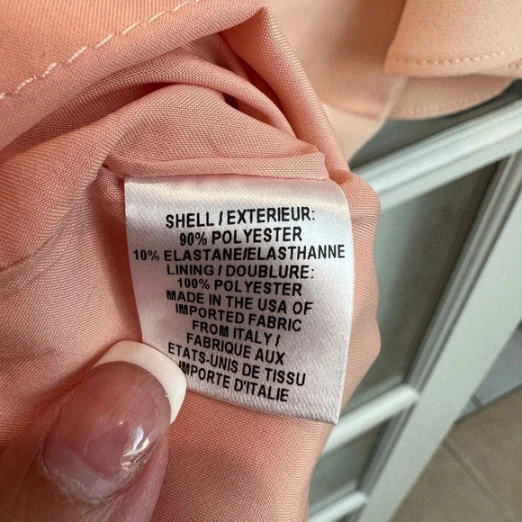 MILLY Selena Peach Italian Cady Off Shoulder Slit Side Sheath Dress Size 8 M NWT - Picture 9 of 13